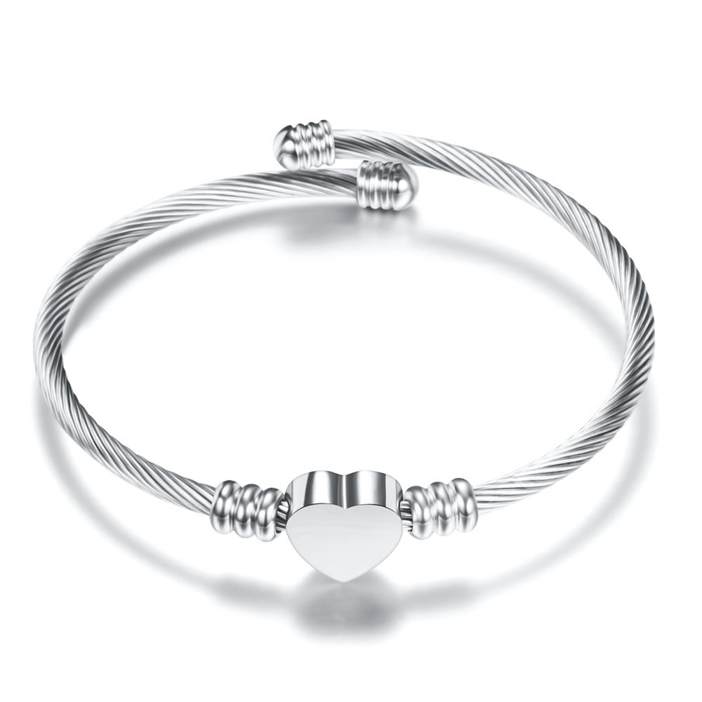 Bracelet en acier titane quatre couleurs, bracelet en fil d'acier inoxydable avec perles