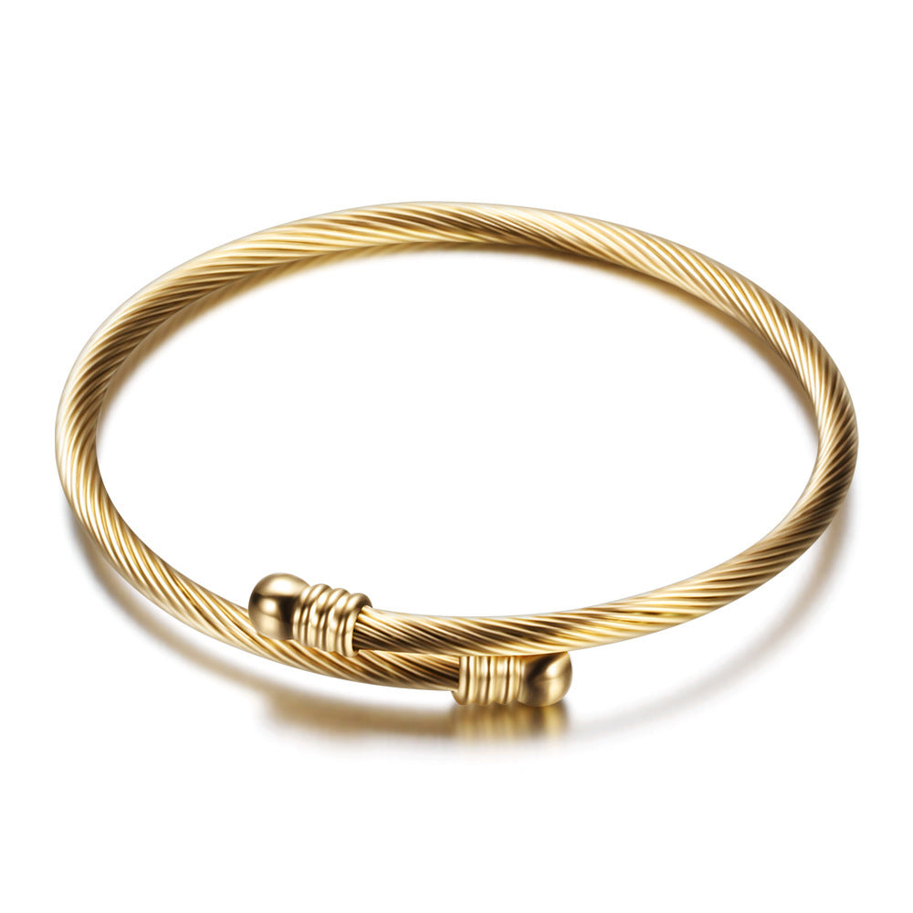 Bracelet en acier titane quatre couleurs, bracelet en fil d'acier inoxydable avec perles