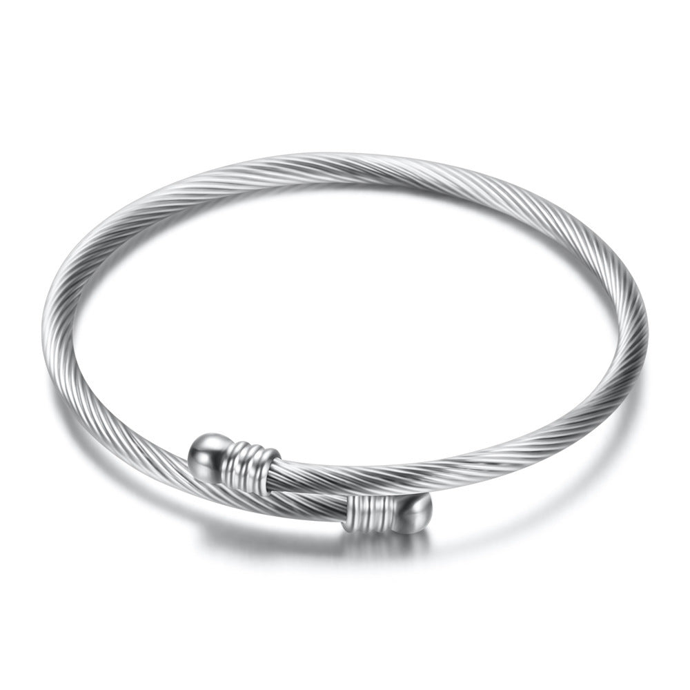 Bracelet en acier titane quatre couleurs, bracelet en fil d'acier inoxydable avec perles