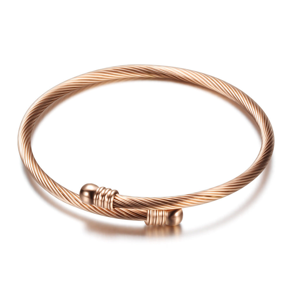 Bracelet en acier titane quatre couleurs, bracelet en fil d'acier inoxydable avec perles