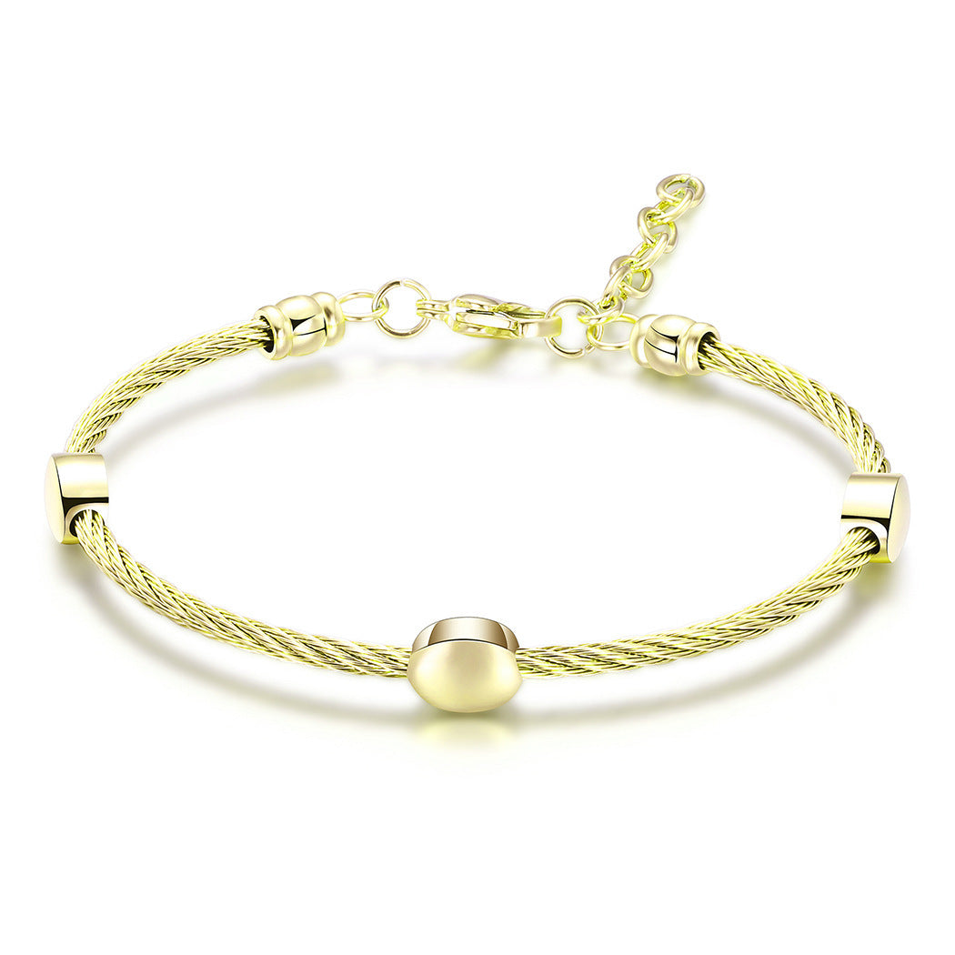 Bracelet en acier titane quatre couleurs, bracelet en fil d'acier inoxydable avec perles