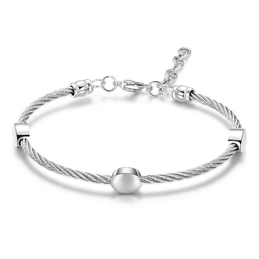 Bracelet en acier titane quatre couleurs, bracelet en fil d'acier inoxydable avec perles