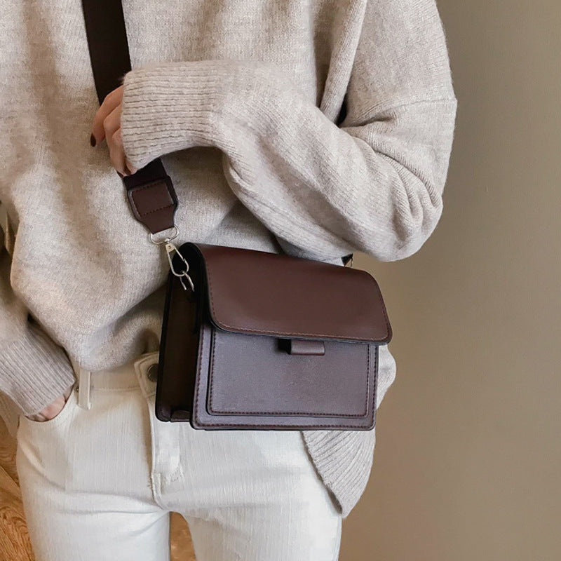 Petit sac carré à bandoulière large et rétro pour femmes