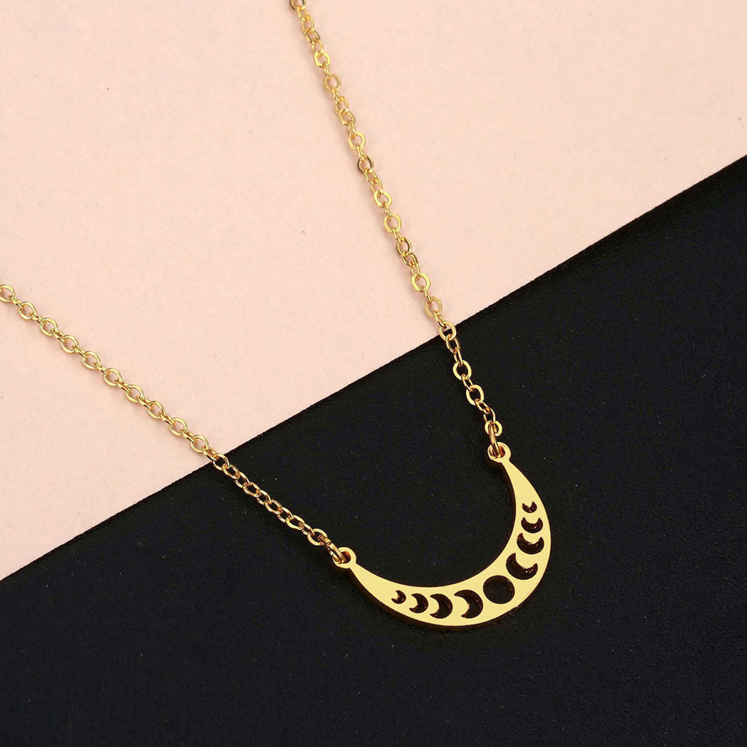 Collier pendentif lune soleil en acier inoxydable Cxwind, chaîne de clavicule, bijoux