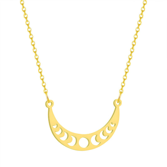 Collier pendentif lune soleil en acier inoxydable Cxwind, chaîne de clavicule, bijoux