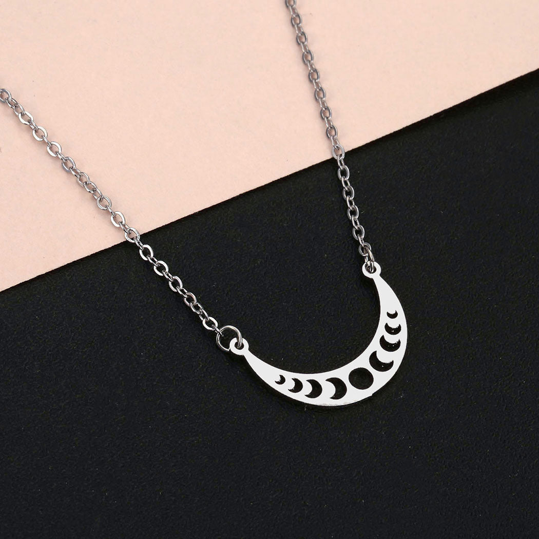 Collier pendentif lune soleil en acier inoxydable Cxwind, chaîne de clavicule, bijoux