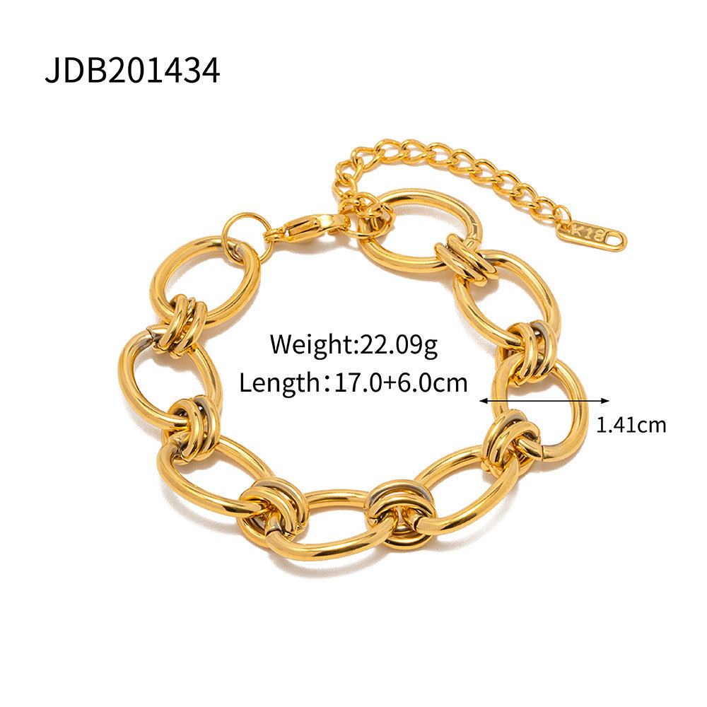 Women's Stainless Steel Gold Pearl Bracelet