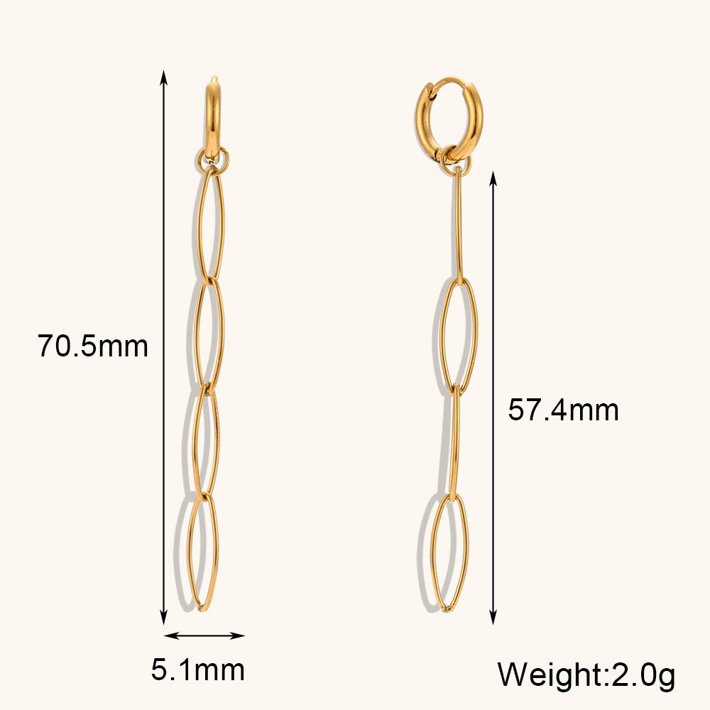 Boucles d'oreilles à clip européennes et américaines en acier inoxydable plaqué or 18 carats