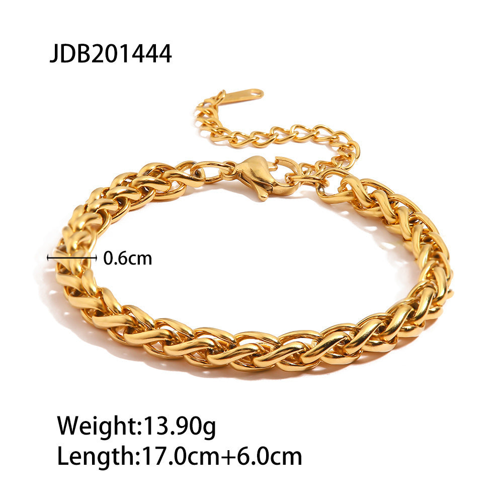 Women's Stainless Steel Gold Pearl Bracelet