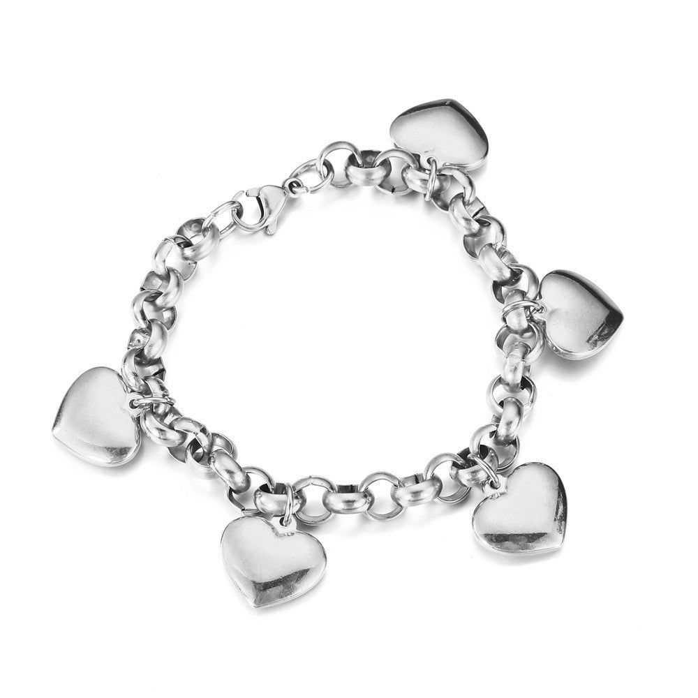 Bracelet tempéramental avec pendentif en acier inoxydable et chaîne à pompon