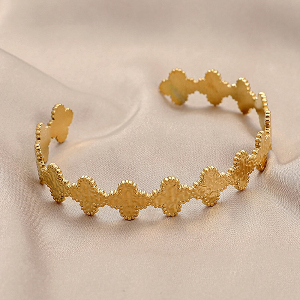 Geometric Embossed Stitching Stainless Steel  Bracelet
