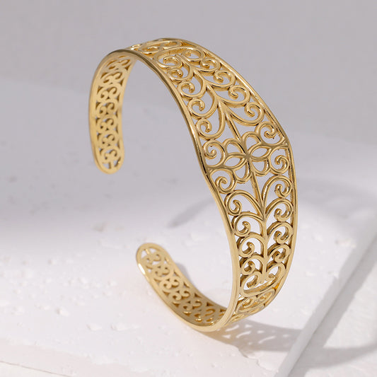 Bracelet rétro creux en acier inoxydable