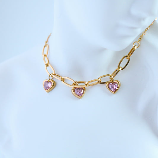 Collier pendentif classique Ins Wind Independent Station Love en forme de cœur en acier inoxydable, chaîne de pull en acier titane or 18 carats