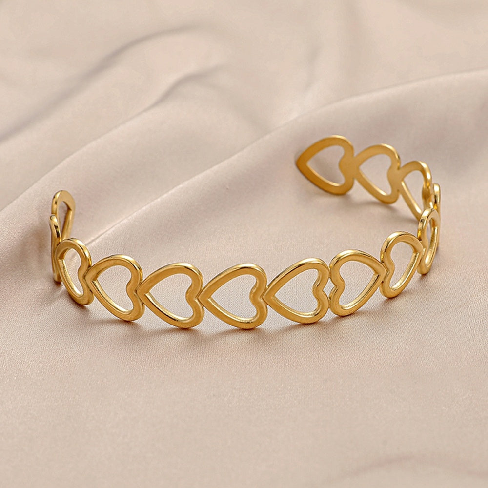 Stainless Steel Hollow Heart Bracelet