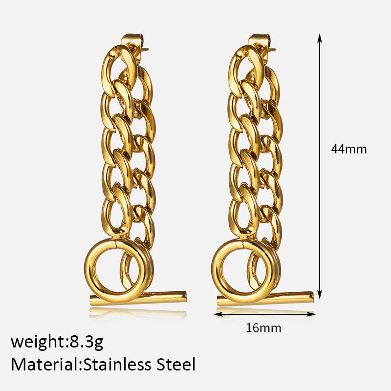 Boucles d'oreilles à chaîne en acier inoxydable avec boucle OT, simples et plaquées or