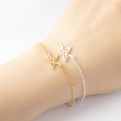 Hollow paper crane bracelet animal stainless steel bracelet