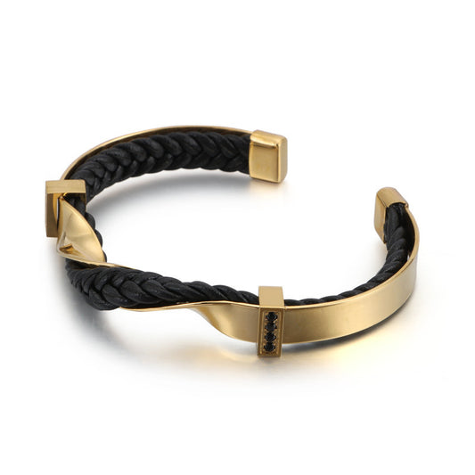 Stainless steel leather bracelet