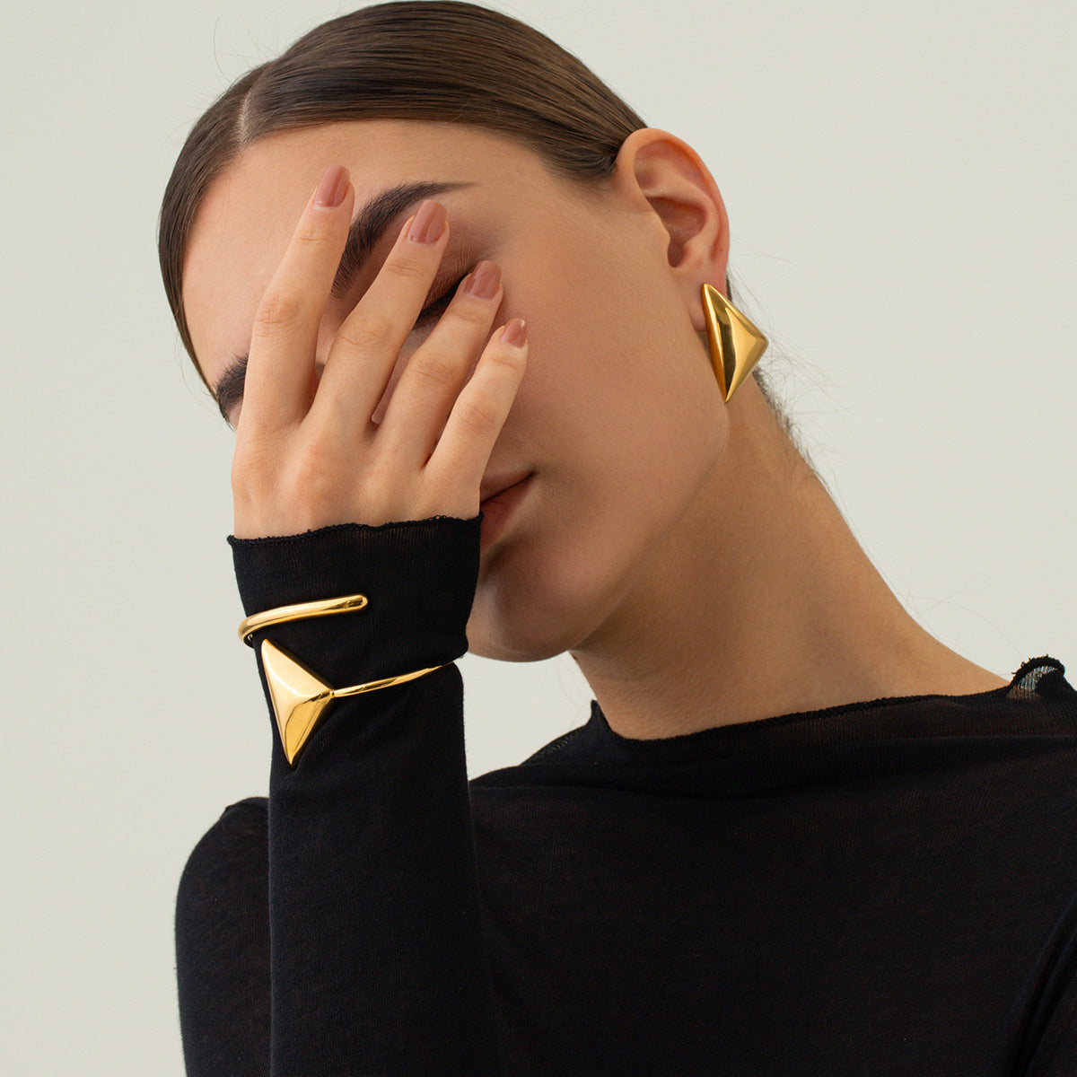 Bracelet spirale triangulaire en acier inoxydable