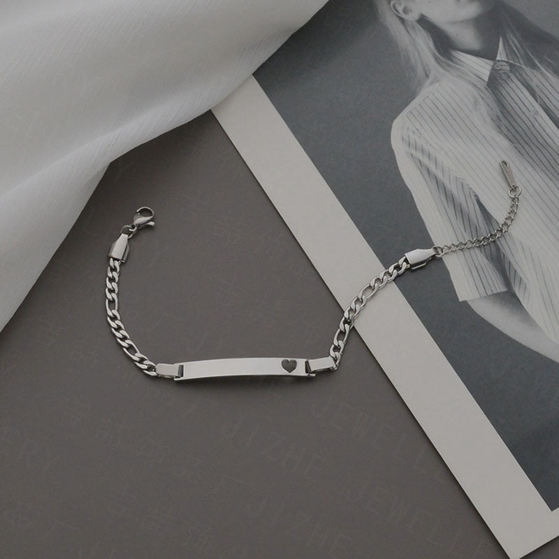 Stainless Steel Hollow Heart Curved Bracelet