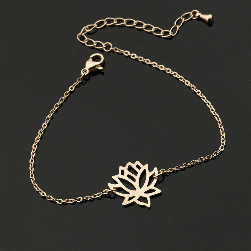 Stainless steel lotus bracelet