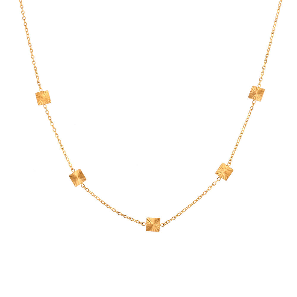 Chaîne de clavicule de luxe simple et légère en acier inoxydable plaqué 18 carats
