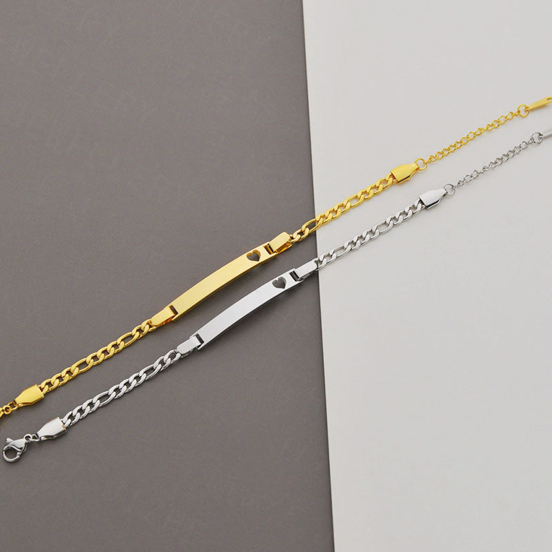 Stainless Steel Hollow Heart Curved Bracelet