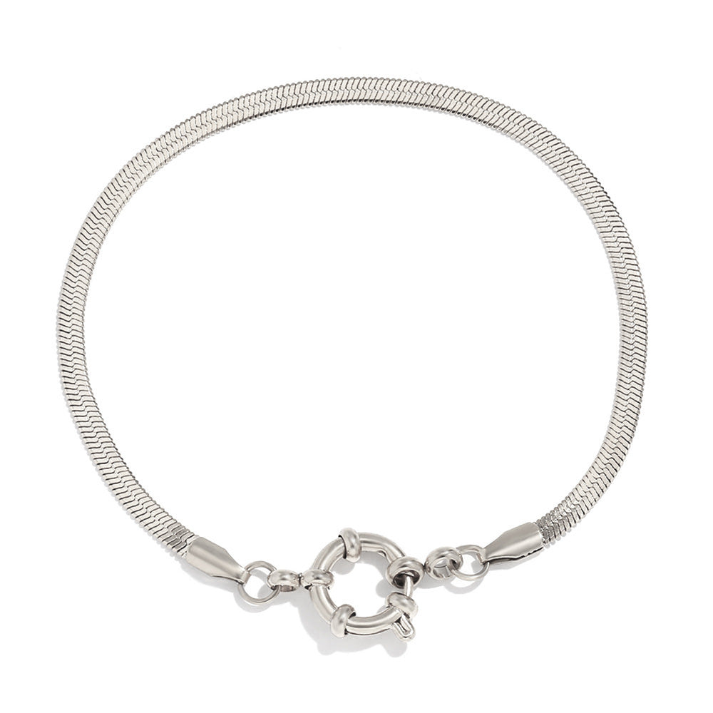 Bracelet à clip avec boucle en acier inoxydable plaqué or 18 carats, chaîne simple et tendance, style européen et américain