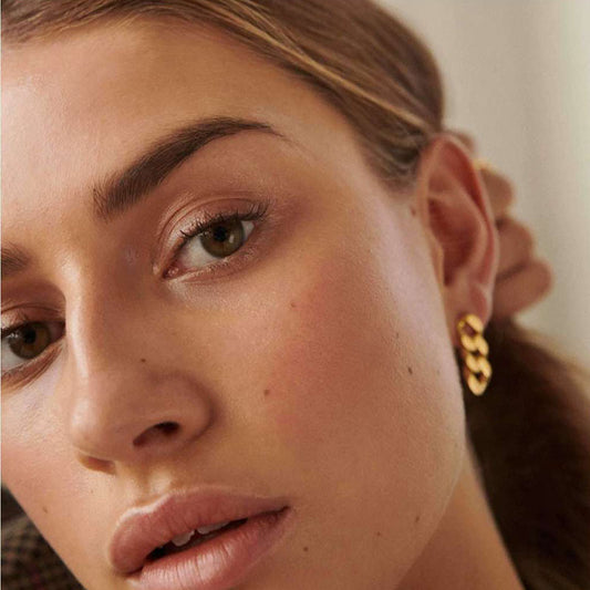 Boucles d'oreilles à chaîne épaisse en métal et acier inoxydable