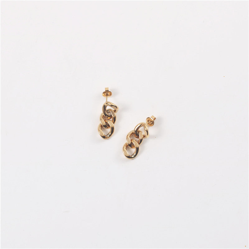 Boucles d'oreilles à chaîne épaisse en métal et acier inoxydable