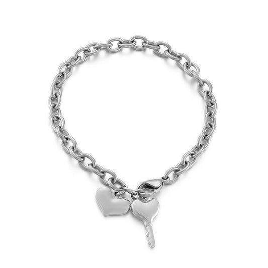 Popular Stainless Steel Bracelet Heart-shaped Key Combination Bracelet