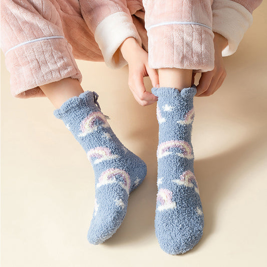 Chaussettes Kiky en polaire corail