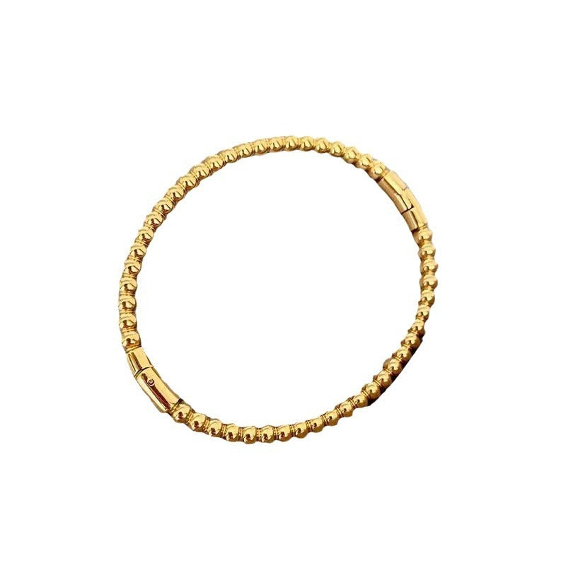 Titanium Steel Round Beads Stainless Steel Bracelet