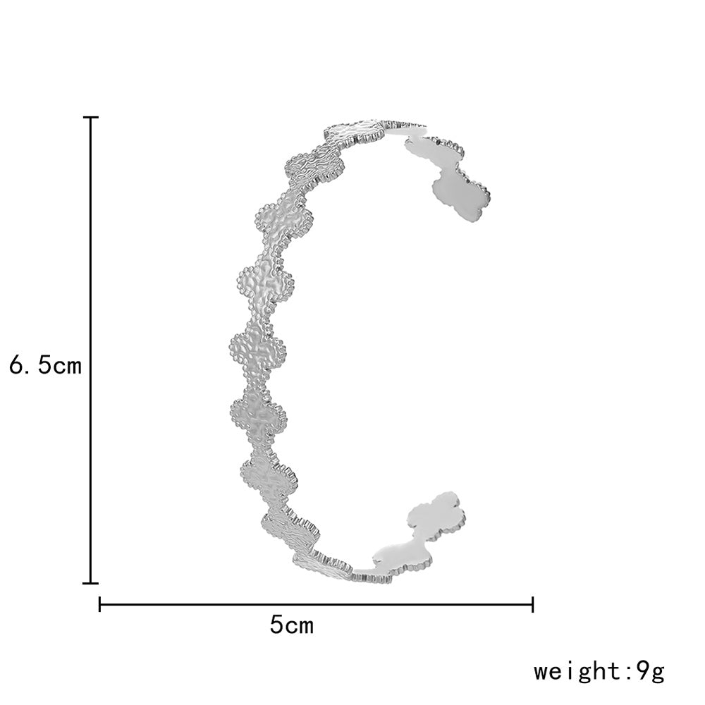 Geometric Embossed Stitching Stainless Steel  Bracelet