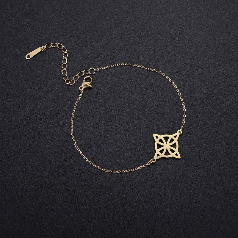 Women's Stainless Steel Solid Flower Bracelet