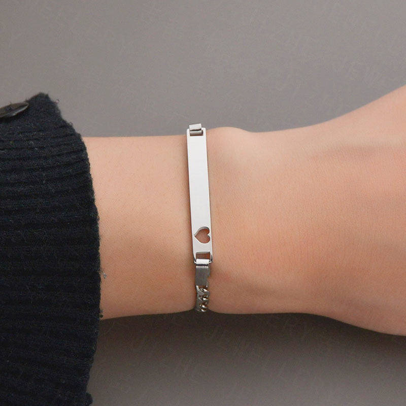 Stainless Steel Hollow Heart Curved Bracelet