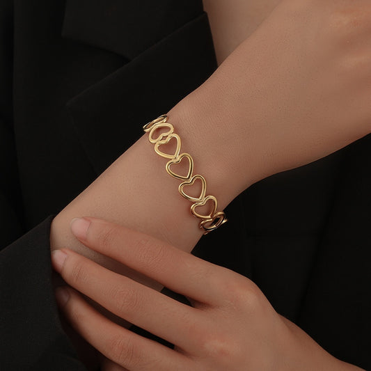 Stainless Steel Hollow Heart Bracelet
