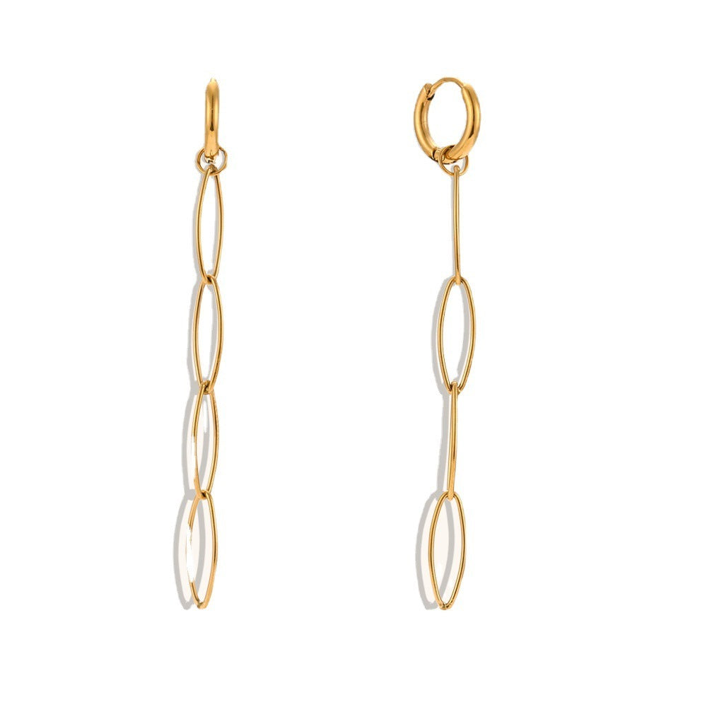 Boucles d'oreilles à clip européennes et américaines en acier inoxydable plaqué or 18 carats