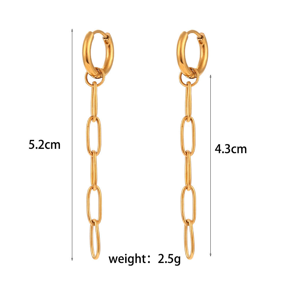 Boucles d'oreilles à clip européennes et américaines en acier inoxydable plaqué or 18 carats