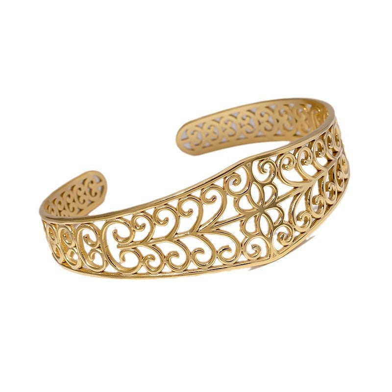 Bracelet rétro creux en acier inoxydable