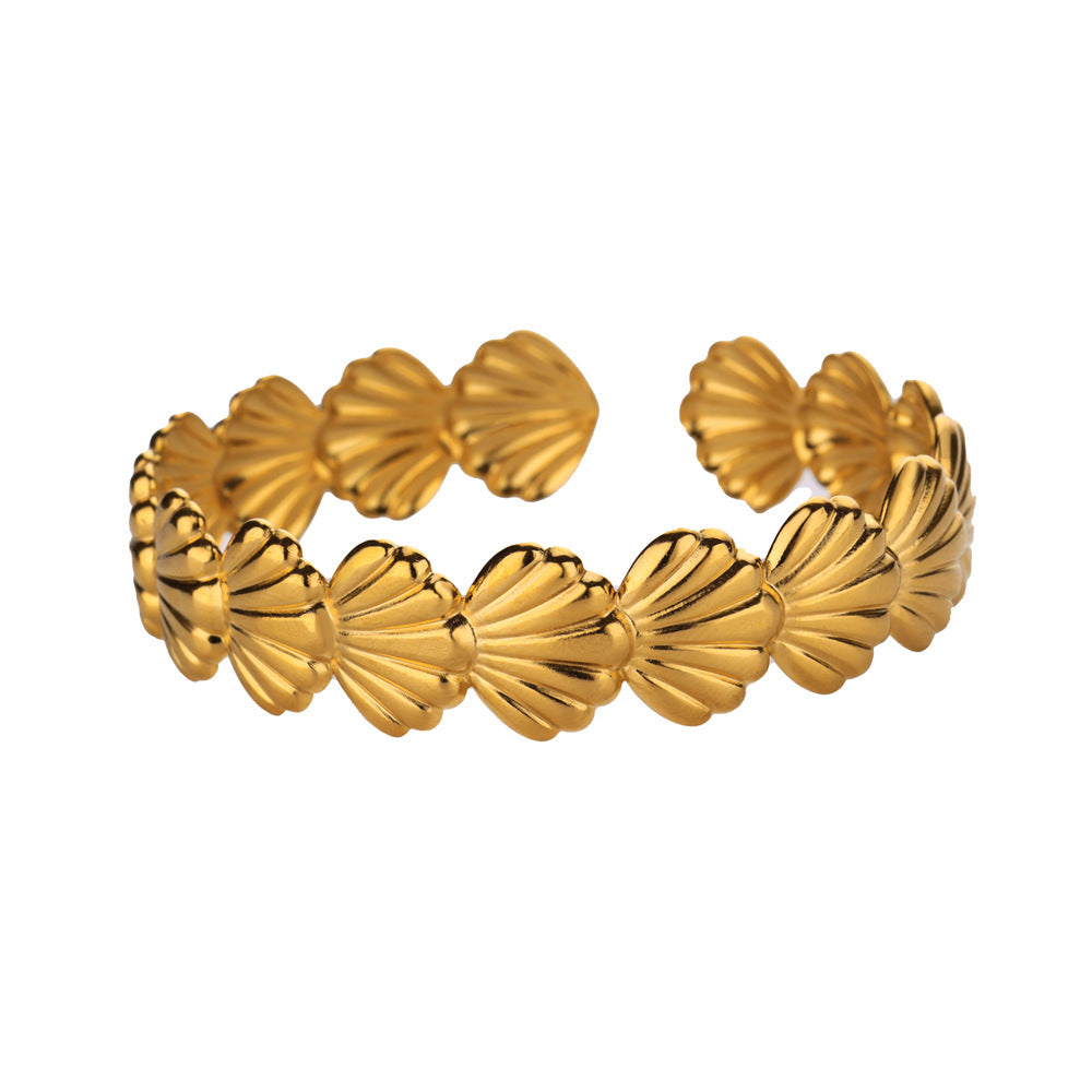 Bracelet en acier inoxydable avec étoile de mer et coquille Saint-Jacques