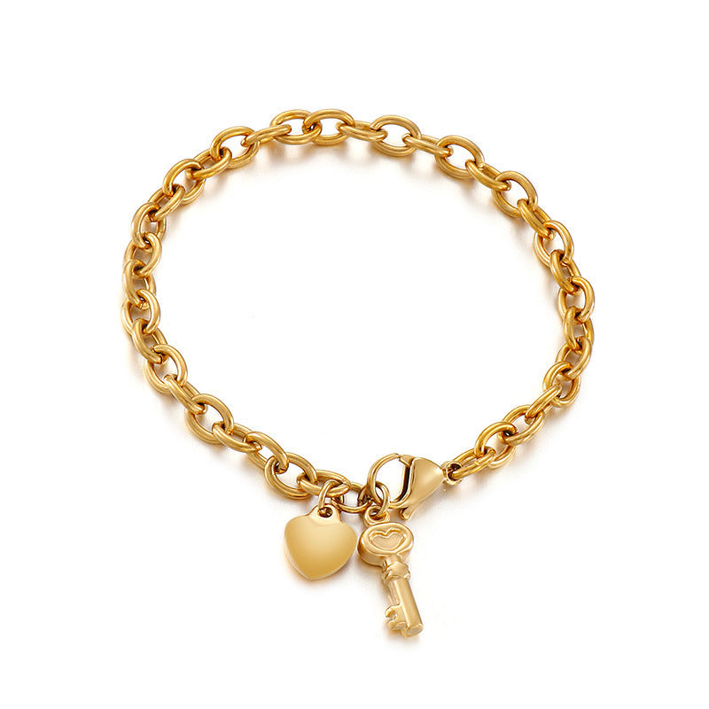 Popular Stainless Steel Bracelet Heart-shaped Key Combination Bracelet
