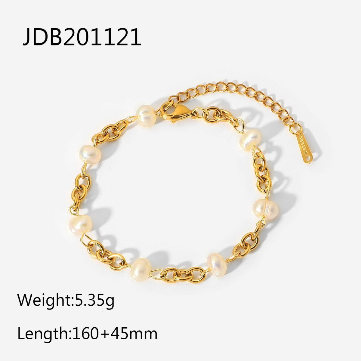 Women's Stainless Steel Gold Pearl Bracelet