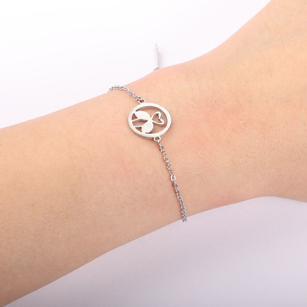Bracelet flamant rose en acier inoxydable en acier titane
