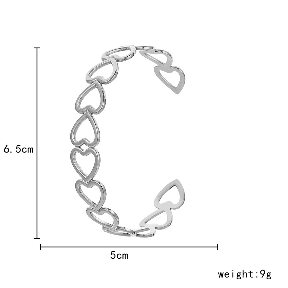Stainless Steel Hollow Heart Bracelet