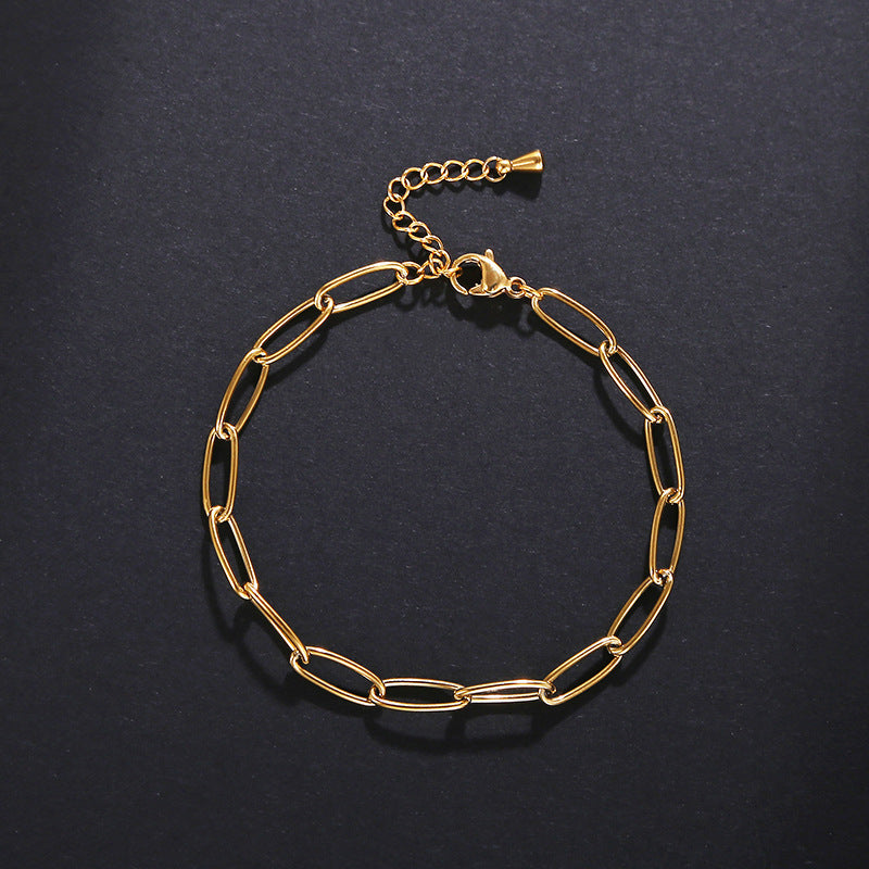 Oval Chain Gold Stainless Steel Bracelet