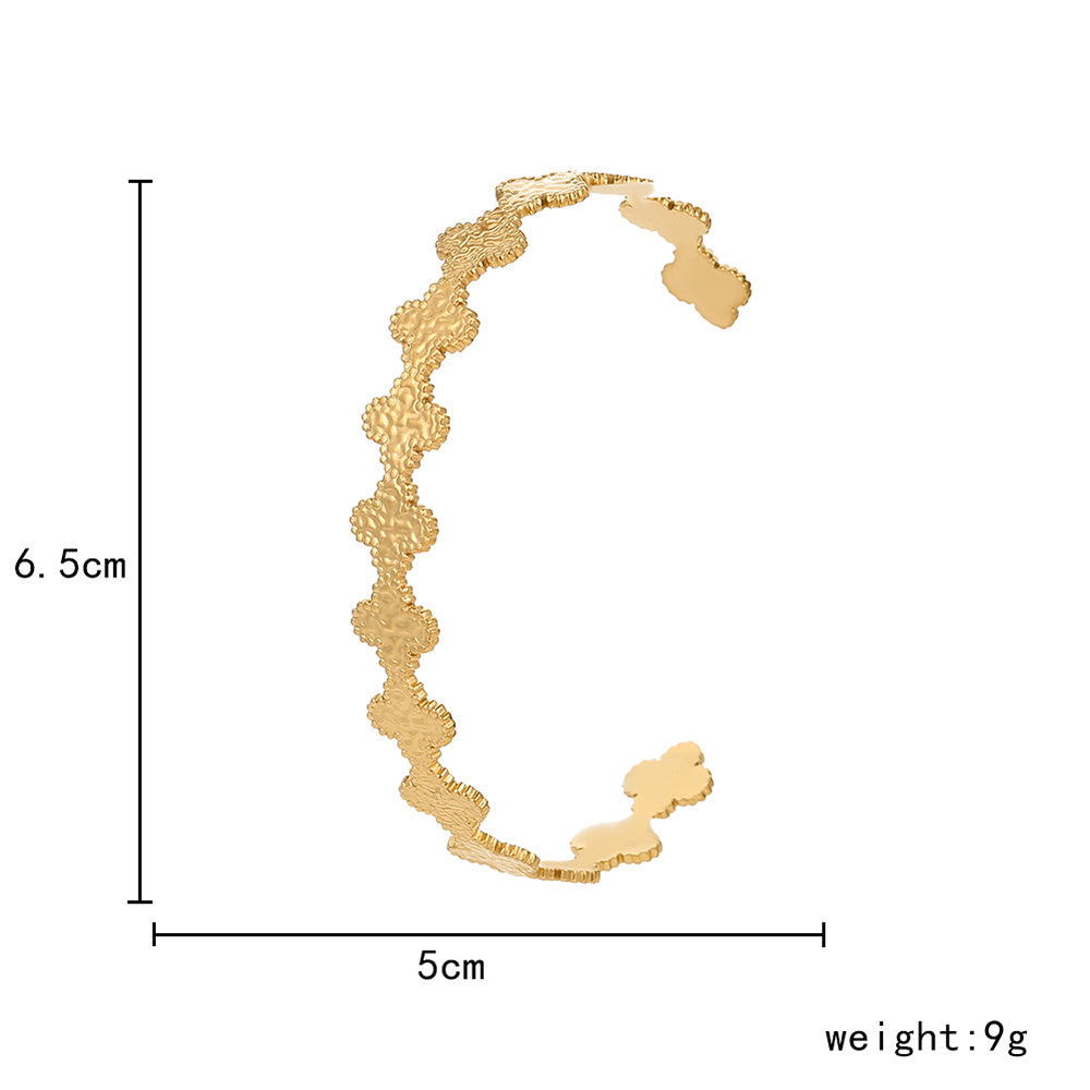 Geometric Embossed Stitching Stainless Steel  Bracelet