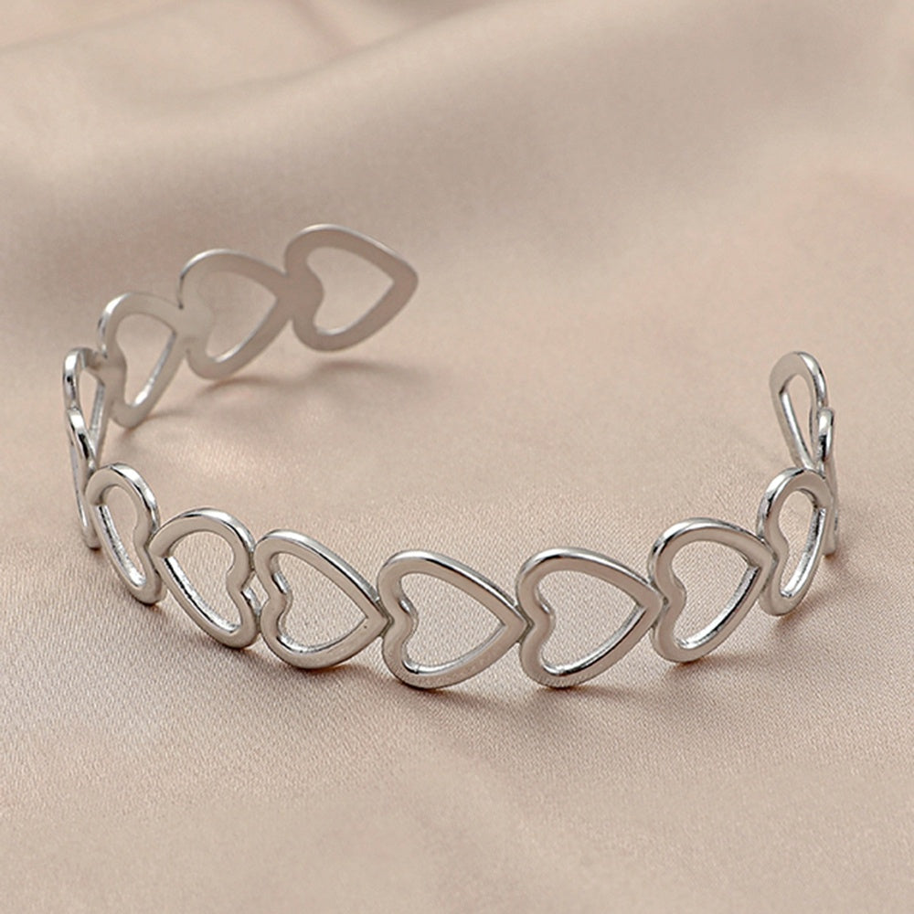 Stainless Steel Hollow Heart Bracelet
