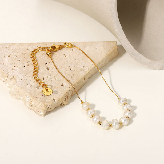Natural Freshwater Pearl Stainless Steel Bracelet