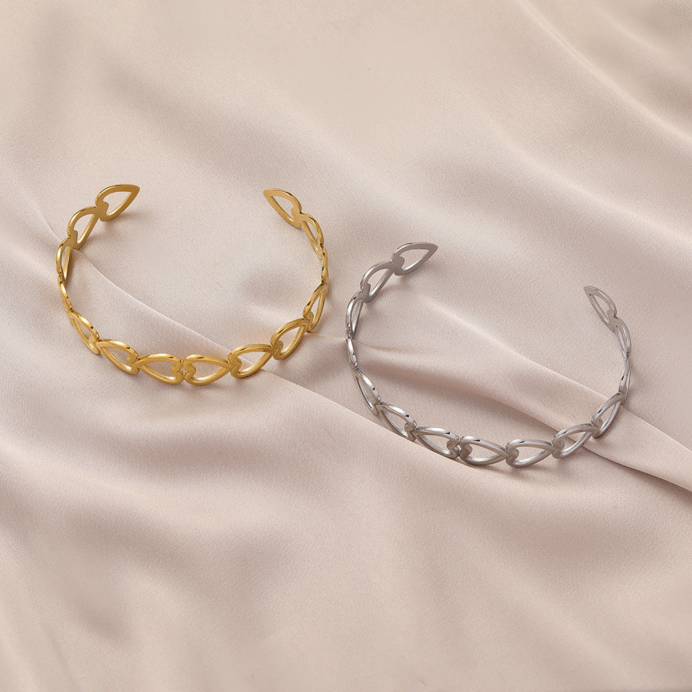 Stainless Steel Hollow Heart Bracelet