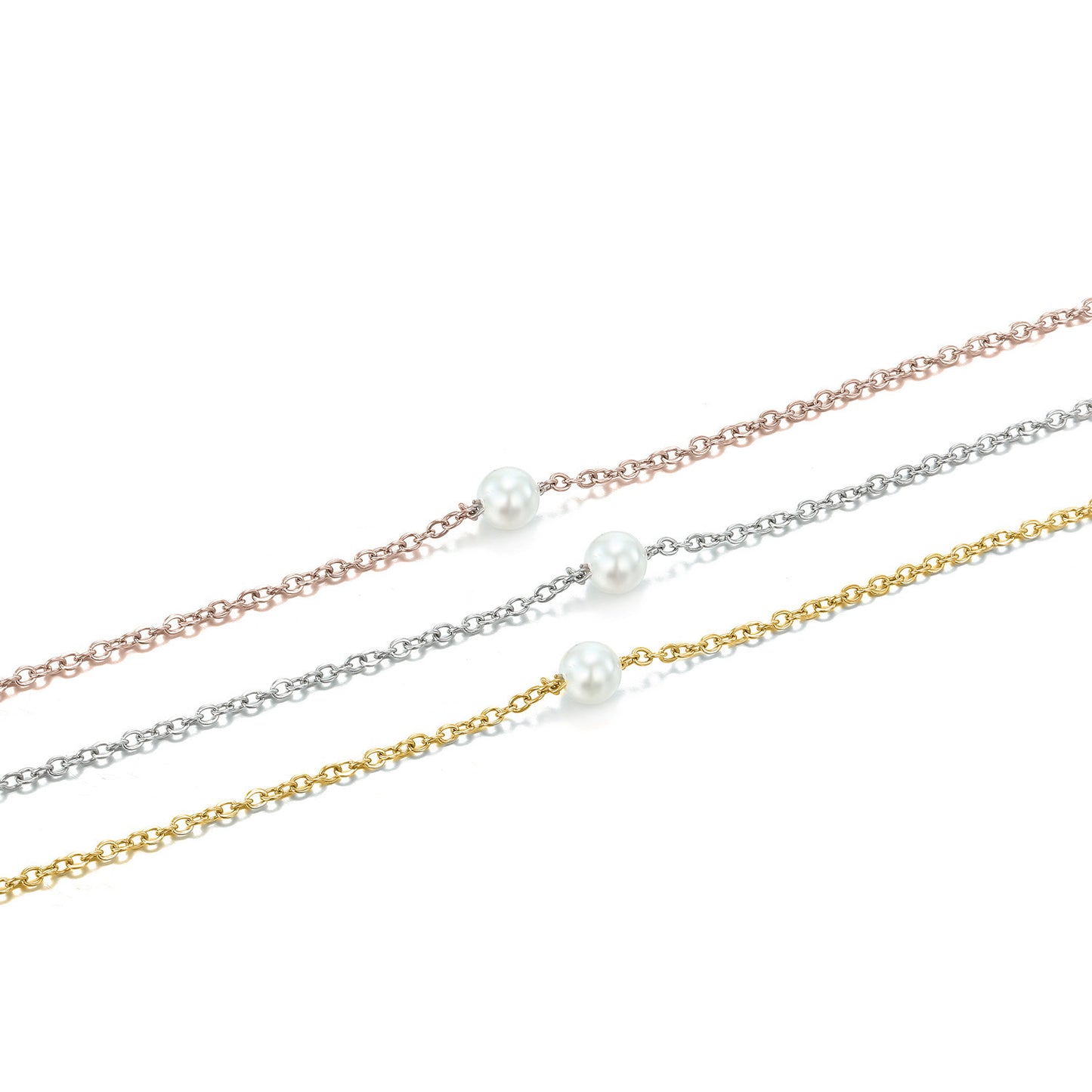 Collier en acier inoxydable avec pendentif en perle